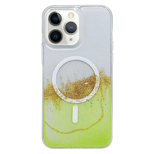 

For iPhone 11 Pro Gilding MagSafe Hybrid Clear TPU Phone Case(Green)