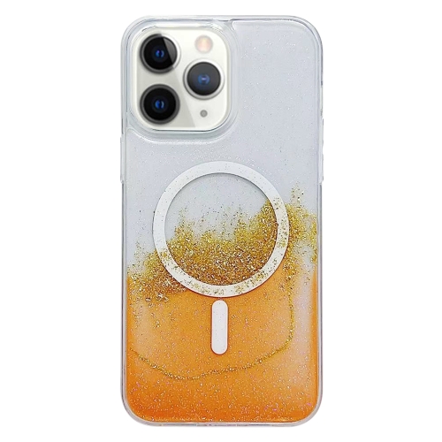 

For iPhone 11 Pro MagSafe Gilding Hybrid Clear TPU Phone Case(Orange)