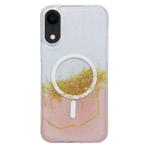 

For iPhone XR MagSafe Gilding Hybrid Clear TPU Phone Case(Pink)