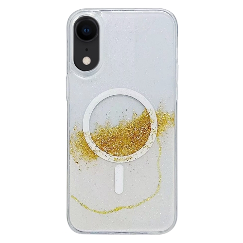 

For iPhone XR MagSafe Gilding Hybrid Clear TPU Phone Case(White)