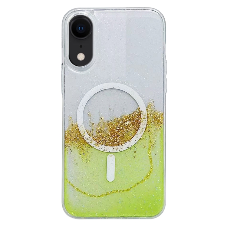

For iPhone XR MagSafe Gilding Hybrid Clear TPU Phone Case(Green)