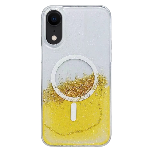 

For iPhone XR Gilding MagSafe Hybrid Clear TPU Phone Case(Yellow)