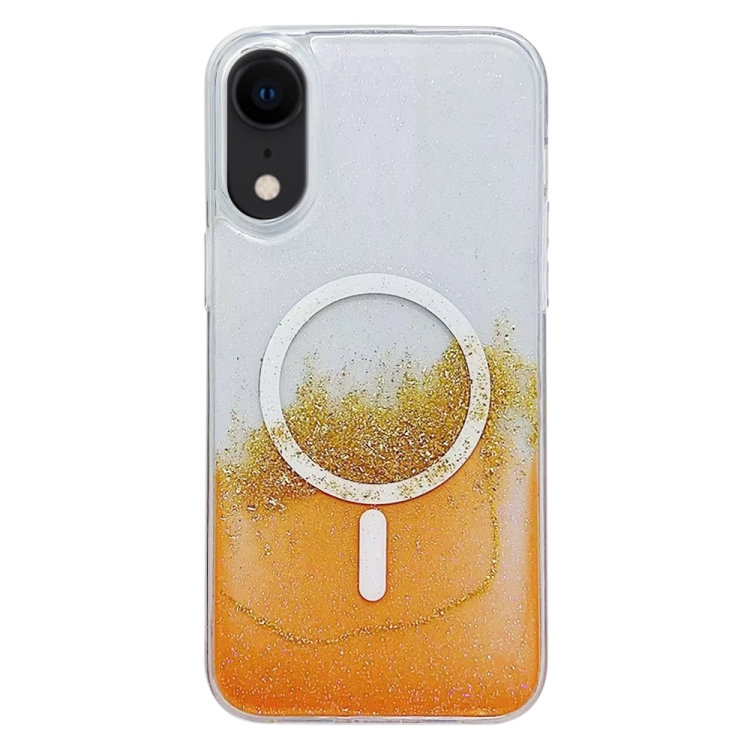 

For iPhone XR MagSafe Gilding Hybrid Clear TPU Phone Case(Orange)