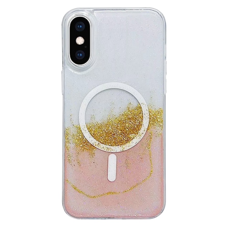 

For iPhone XS Max MagSafe Gilding Hybrid Clear TPU Phone Case(Pink)