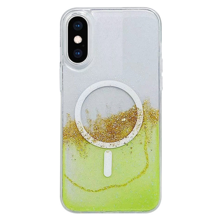 

For iPhone XS Max MagSafe Gilding Hybrid Clear TPU Phone Case(Green)