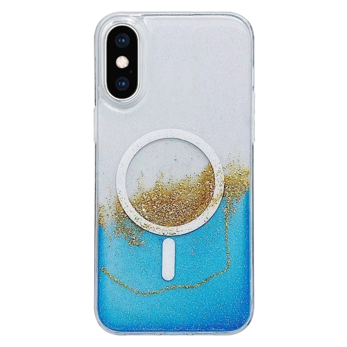 

For iPhone XS Max MagSafe Gilding Hybrid Clear TPU Phone Case(Blue)
