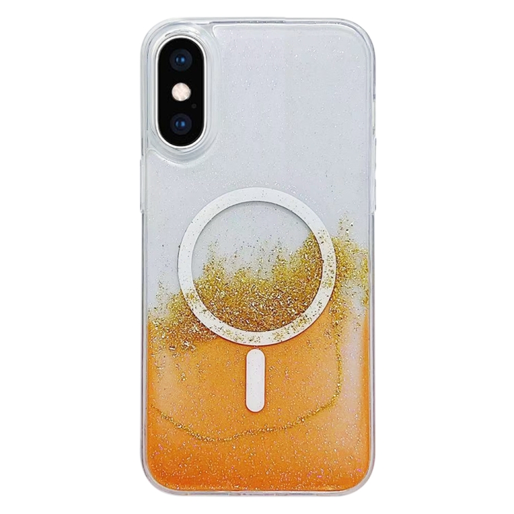 

For iPhone XS Max MagSafe Gilding Hybrid Clear TPU Phone Case(Orange)
