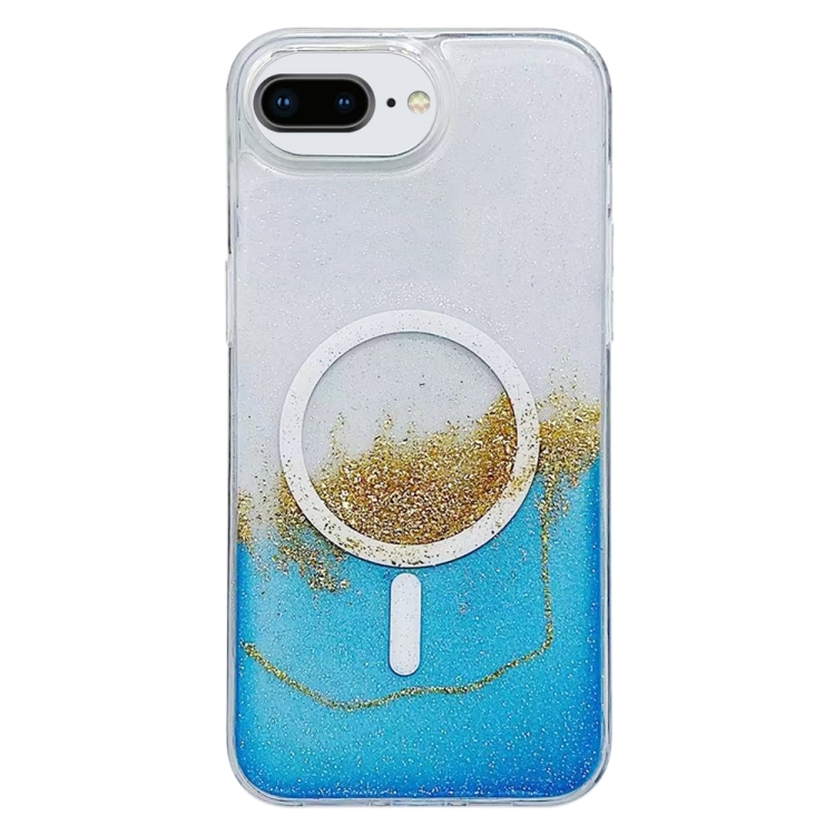

For iPhone 7 Plus / 8 Plus MagSafe Gilding Hybrid Clear TPU Phone Case(Blue)
