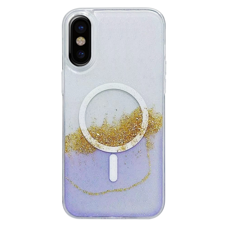 

For iPhone X / XS MagSafe Gilding Hybrid Clear TPU Phone Case(Purple)