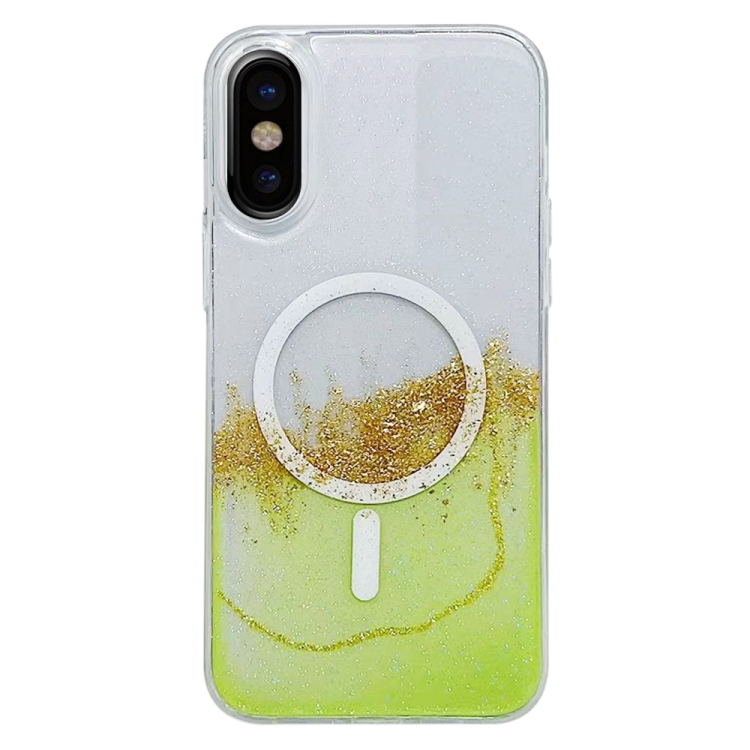 

For iPhone X / XS MagSafe Gilding Hybrid Clear TPU Phone Case(Green)