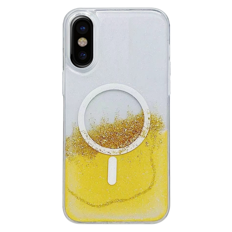 

For iPhone X / XS MagSafe Gilding Hybrid Clear TPU Phone Case(Yellow)