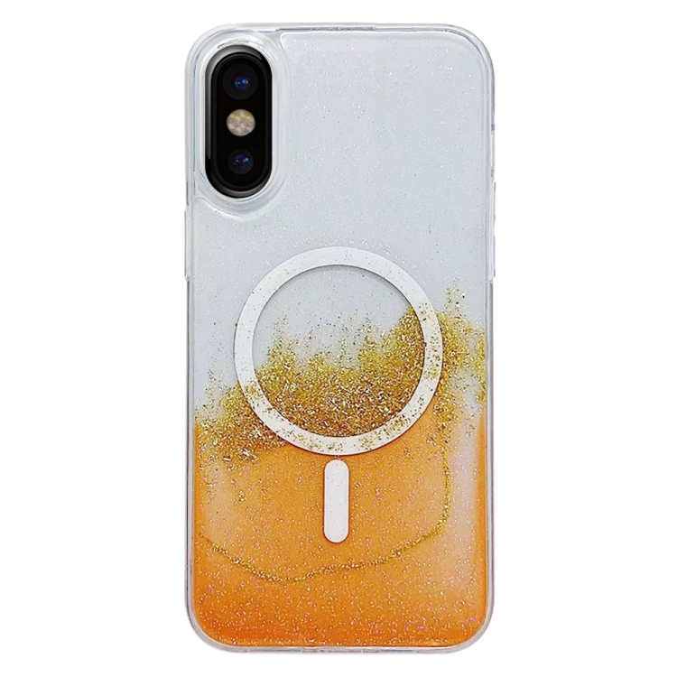 

For iPhone X / XS MagSafe Gilding Hybrid Clear TPU Phone Case(Orange)