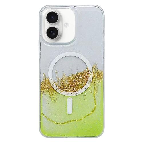 

For iPhone 16 Gilding MagSafe Hybrid Clear TPU Phone Case(Green)