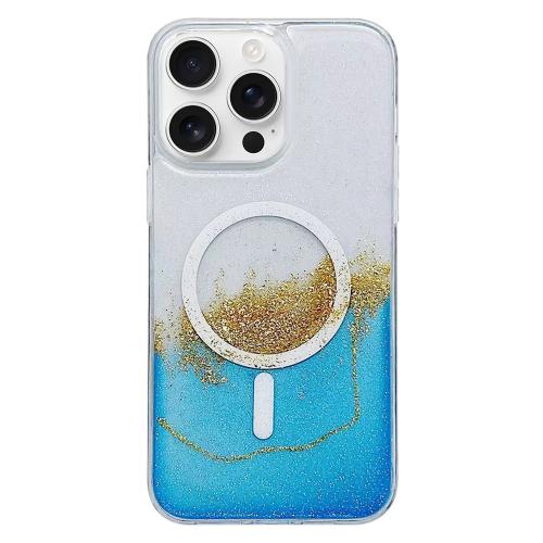 

For iPhone 16 Pro Gilding MagSafe Hybrid Clear TPU Phone Case(Blue)