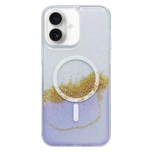 

For iPhone 16 Plus Gilding MagSafe Hybrid Clear TPU Phone Case(Purple)