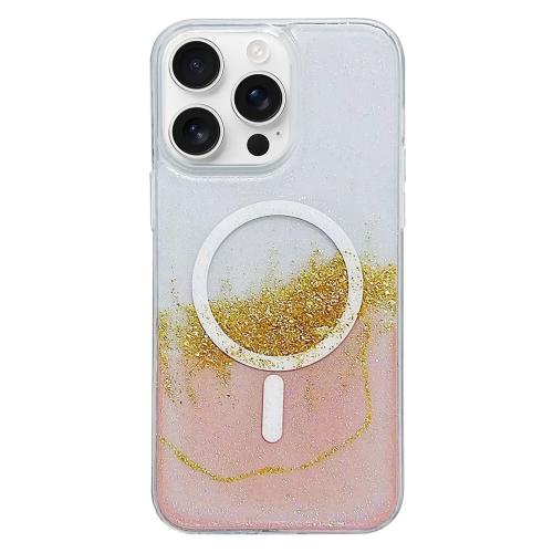 

For iPhone 16 Pro Max Gilding MagSafe Hybrid Clear TPU Phone Case(Pink)