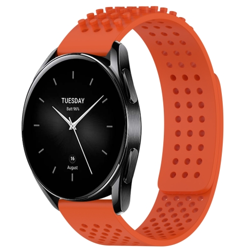 

For Xiaomi Watch S2 42mm 22mm Holes Breathable 3D Dots Silicone Watch Band(Orange)