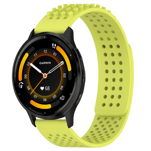 

For Garmin Venu 3 22mm Holes Breathable 3D Dots Silicone Watch Band(Lime Green)