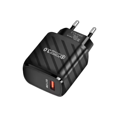 

TE-005 USB3.0 QC3.0 18W 3A Interface Mobile Phone Fast Charger, EU Plug(Black)