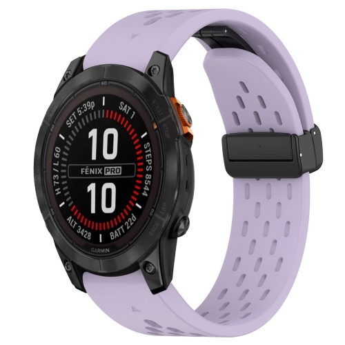 

For Garmin Fenix 7S Pro 42mm 20mm Folding Buckle Hole Silicone Watch Band(Purple)