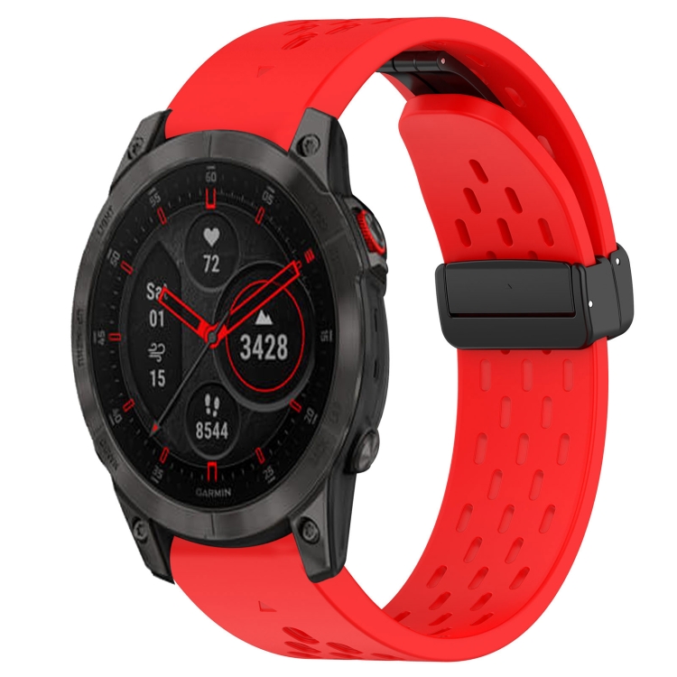 สำหรับ Garmin Epix Gen 2 22 มม. สายรัดข้อมือซิลิโคนแบบพับได้ (สีแดง)