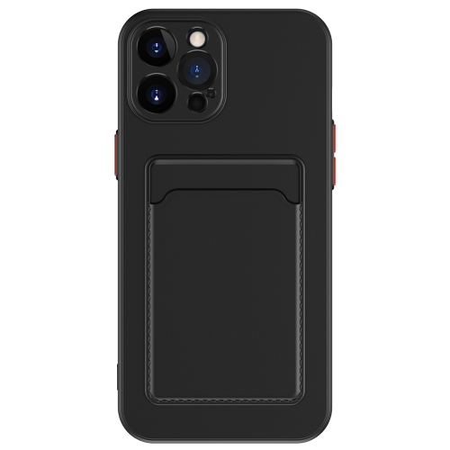 

For iPhone 15 Pro Skin Feel Card Contrast Color Button TPU Phone Case(Black)