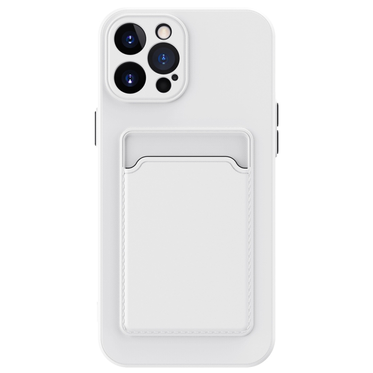 

For iPhone 15 Pro Skin Feel Card Contrast Color Button TPU Phone Case(White)