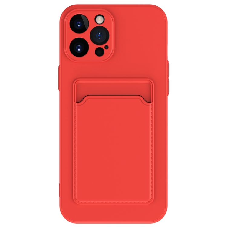 

For iPhone 15 Pro Skin Feel Card Contrast Color Button TPU Phone Case(Red)