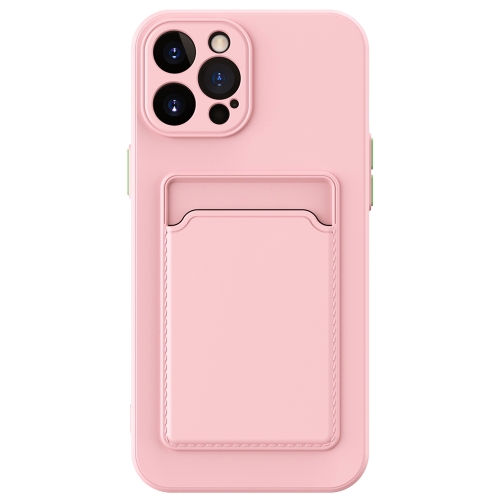 

For iPhone 15 Pro Skin Feel Card Contrast Color Button TPU Phone Case(Pink)
