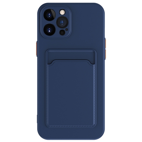 

For iPhone 15 Pro Skin Feel Card Contrast Color Button TPU Phone Case(Dark Blue)