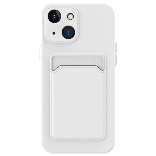 

For iPhone 15 Skin Feel Card Contrast Color Button TPU Phone Case(White)