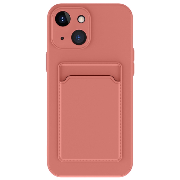 

For iPhone 15 Skin Feel Card Contrast Color Button TPU Phone Case(Rose Red)