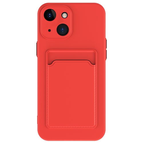

For iPhone 15 Plus Skin Feel Card Contrast Color Button TPU Phone Case(Red)