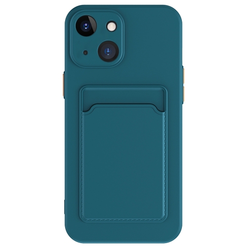 

For iPhone 15 Plus Skin Feel Card Contrast Color Button TPU Phone Case(Dark Green)