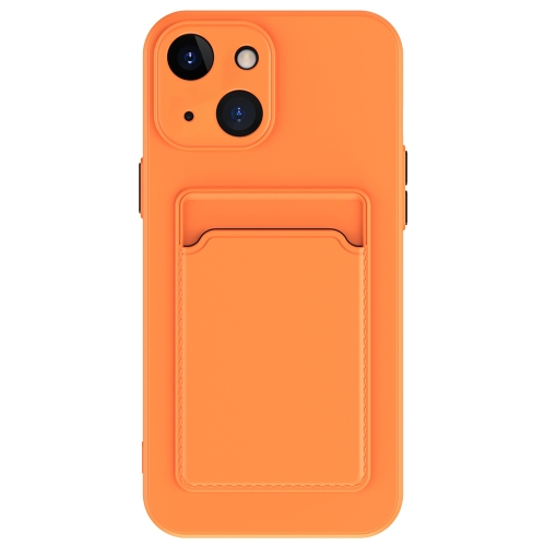 

For iPhone 15 Plus Skin Feel Card Contrast Color Button TPU Phone Case(Orange)