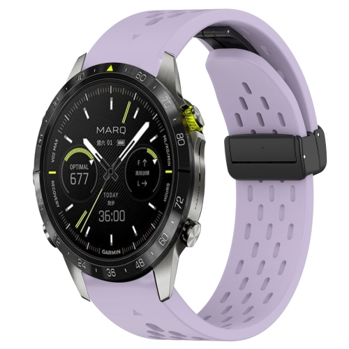 

For Garmin Epix Pro Gen 2 Quick Release Holes Magnetic Buckle Silicone Watch Band(Purple)