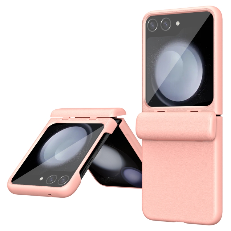 

For Samsung Galaxy Z Flip6 5G Integrated Film Plain Leather Phone Case(Pink)