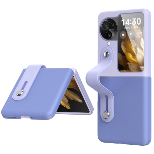 For OPPO Find N3 Flip Wrist-strap Plain Leather Phone Case(Blue) на oppo find n солнце живопись