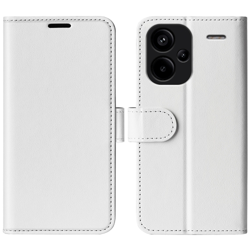 

For Xiaomi Redmi Note 13 Pro+ R64 Texture Horizontal Flip Leather Phone Case(White)