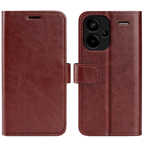 

For Xiaomi Redmi Note 13 Pro+ R64 Texture Horizontal Flip Leather Phone Case(Brown)
