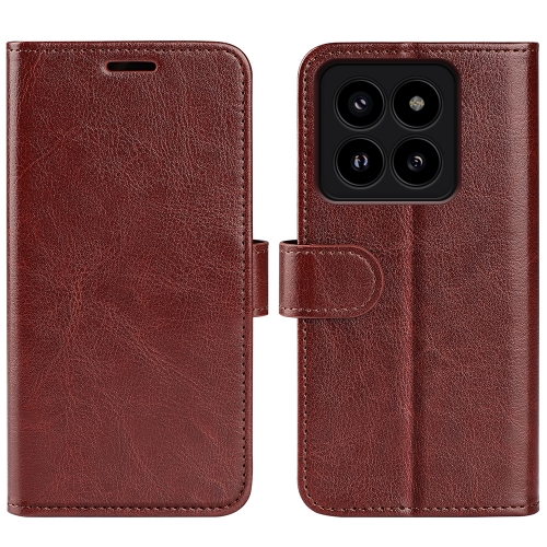 

For Xiaomi 14 Pro R64 Texture Horizontal Flip Leather Phone Case(Brown)