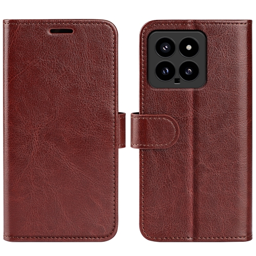 

For Xiaomi 14 R64 Texture Horizontal Flip Leather Phone Case(Brown)