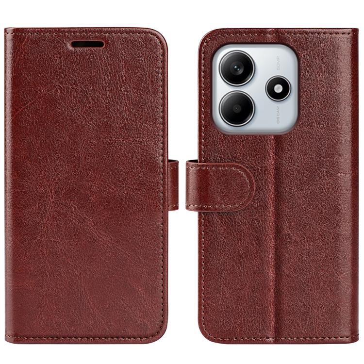 

For Redmi Note 14 4G 163.25mm R64 Texture Horizontal Flip Leather Phone Case(Brown)