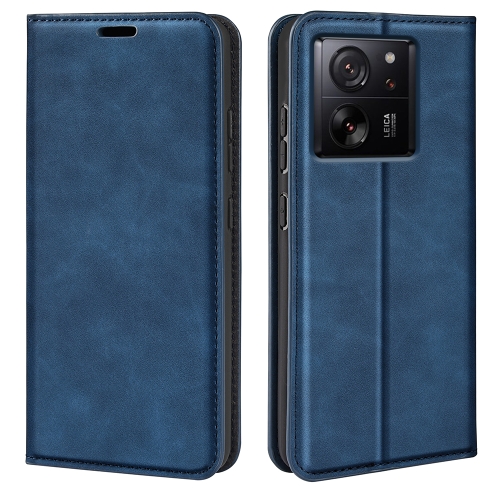 

For Xiaomi 13T Retro-skin Magnetic Suction Leather Phone Case(Dark Blue)