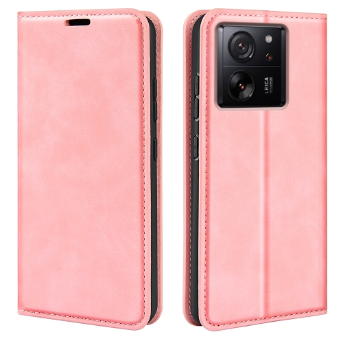 

For Xiaomi 13T Retro-skin Magnetic Suction Leather Phone Case(Pink)