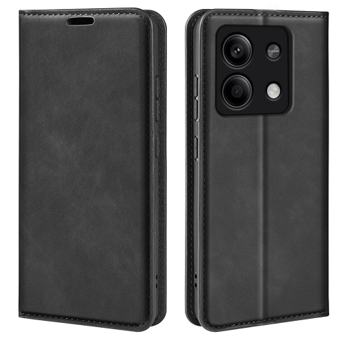 

For Xiaomi Redmi Note 13 5G Retro-skin Magnetic Suction Leather Phone Case(Black)