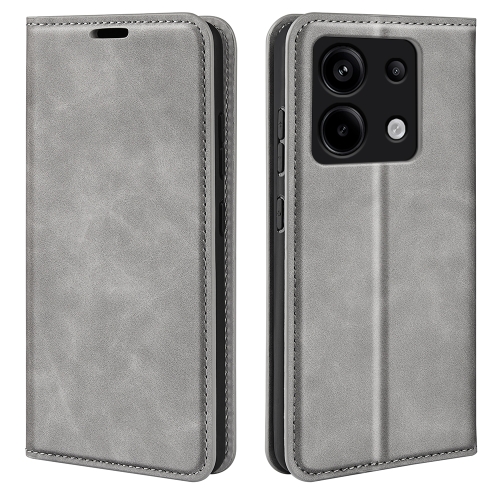

For Xiaomi Redmi Note 13 Pro Retro-skin Magnetic Suction Leather Phone Case(Grey)