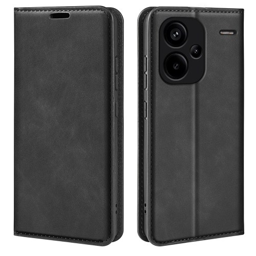 

For Xiaomi Redmi Note 13 Pro+ Retro-skin Magnetic Suction Leather Phone Case(Black)