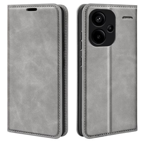 

For Xiaomi Redmi Note 13 Pro+ Retro-skin Magnetic Suction Leather Phone Case(Grey)