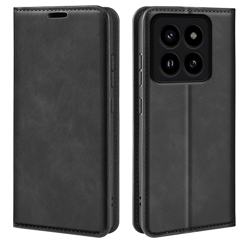 

For Xiaomi 14 Pro Retro-skin Magnetic Suction Leather Phone Case(Black)